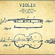 Violin Patent Drawing From 1928 #1 Art Print