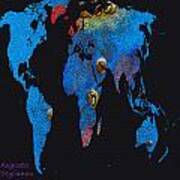 World Map And Cancer Constellation #2 Art Print