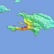 2010 Haiti Earthquake Intensity Map Art Print
