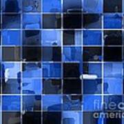 Tiled Blocks Blue Glow Art Print