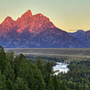 Grand Tetons Morning At The Snake River Overview - 2 Art Print