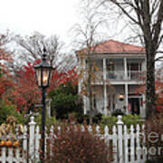 Charleston Historical Victorian Mansion - Charleston Autumn Fall Trees And White Picket Fence #4 Art Print