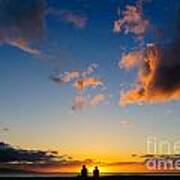 Couple Watching The Sunset On A Beach In Maui Hawaii Usa #4 Art Print