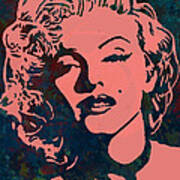 Marilyn Monroe Stylised Pop Art Drawing Sketch Poster #4 Art Print