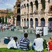Outside Colosseum In Rome #3 Art Print