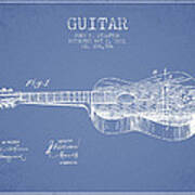 Stratton Guitar Patent Drawing From 1893 #6 Art Print