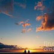 Couple Watching The Sunset On A Beach In Maui Hawaii Usa #5 Art Print