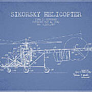 Sikorsky Helicopter Patent Drawing From 1943 #9 Art Print