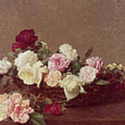 A Basket Of Roses Art Print