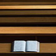 A Bible Open On A Wooden Bench Art Print