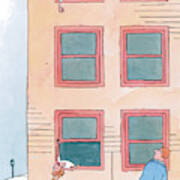 A Boy Leaning Out Of The Third Story Window Art Print