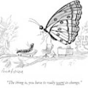 A Butterfly Speaks To A Caterpillar Art Print