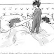 A Child Jumps On His Parents' Bed Art Print