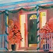 A Christmas At Home, House Prints, Porch Prints, House Paintings, House Prints, Christmas Paintings, Art Print