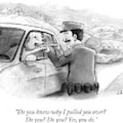 A Highway Police Officer Pulls Over And Plays Art Print