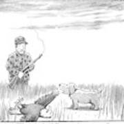A Hunting Dog Addresses His Master Who Looks Art Print