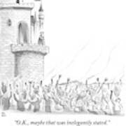 A King Addresses An Angry Mob Storming The Castle Art Print