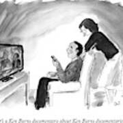 A Man And Wife Watch Television Art Print