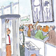A Man Is Is Held Up By Airport Security Art Print