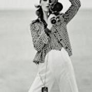 A Model Looking Through A Beaulieu Camera Wearing Art Print