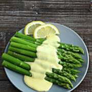 A Plate Of Asparagus Topped With Art Print