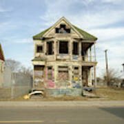 A Run-down, Abandoned House With Graffiti On It, Detroit, Michigan, Usa Art Print