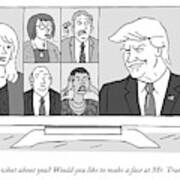 A Screen Split Between Trump And Five Pundits Art Print