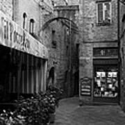 A Town In Tuscany Bw Art Print