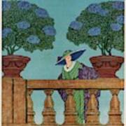 A Vogue Cover Of A Woman At A Balustrade Art Print