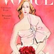 A Vogue Cover Of A Woman With Roses Art Print