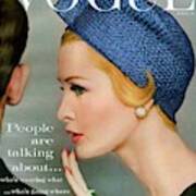 A Vogue Cover Of Sarah Thom Wearing A Blue Hat Art Print