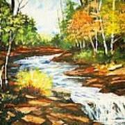 A Winding Creek In Autumn Art Print