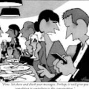 A Woman Is Criticizing Her Husband At A Dinner Art Print