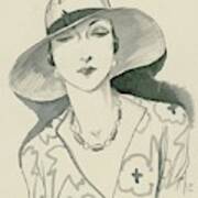 A Woman Wearing A Rose Descat Hat Art Print