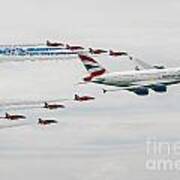 A380 And Red Arrows Art Print