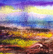 Abstract Landscape Purple Sunrise Yellow Fog Art Print