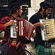 Accordion Players In The Plaza Art Print