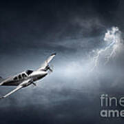 Risk - Aeroplane In Thunderstorm Art Print