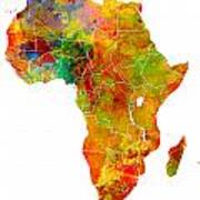 Africa Map Colored Art Print