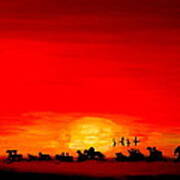 Africa Sunrise Landscape Red Art Print