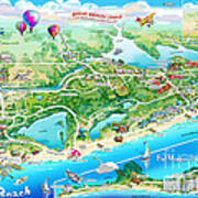 Alabama Beach Illustrated Map Art Print
