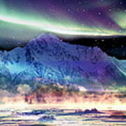 Alaska Aurora Pioneer Peak   # Da 115 Art Print