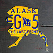 Alaska License Plate Map Artwork Art Print