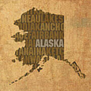 Alaska Word Art State Map On Canvas Art Print