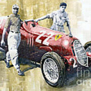 1937 Coppa Ciano Race Alfa Romeo 12c-36 Tazio Nuvolari Art Print