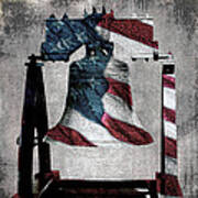 All American Liberty Bell Art_denim Art Print