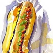 All Beef Ballpark Hot Dog With The Works To Go In Broad Daylight Art Print