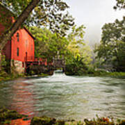 Alley Spring Grist Mill Waterfall And Lake Art Print