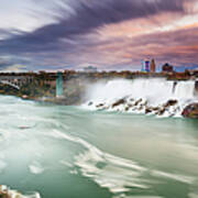 American Falls And Niagara River At Dusk Art Print