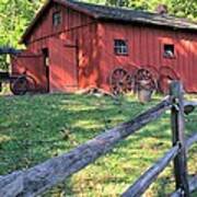 Amish Barn Along A Fenceline Art Print